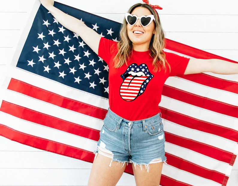 

American Flag Lips Shirt, Patriotic Day Shirt, USA Lips Shirt, Lips American Flag Shirt, Kisses Shirt, 4th of July Shirt, 4th of
