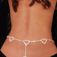 waist chain belts for women personality simple fashion micro inlaid body chain sexy rhinestone tassel chain geometric chain belt
