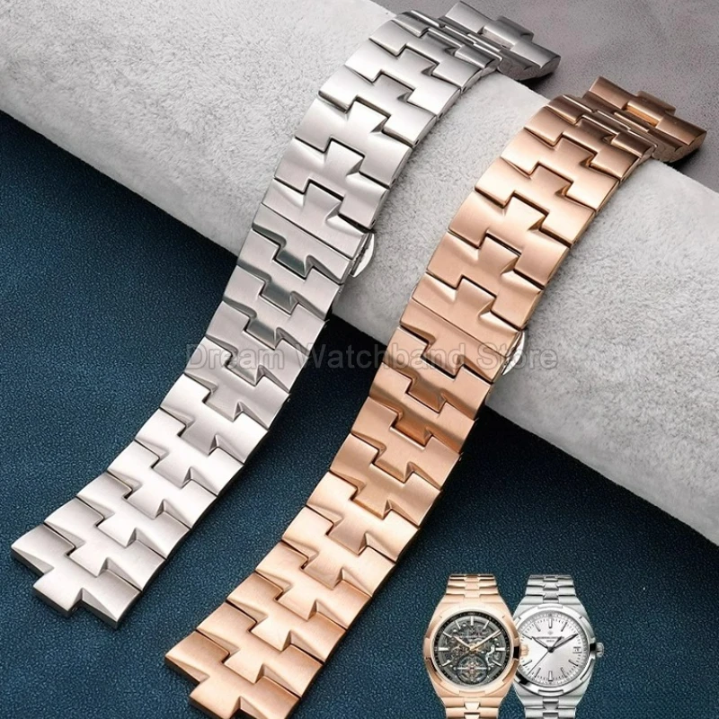 Фото Браслет для часов из нержавеющей стали 24x8 мм 24x7 мм для Vacheron Constantin Overseas 4500V 5500V P47040 Противоизносный прочный ремешок №1