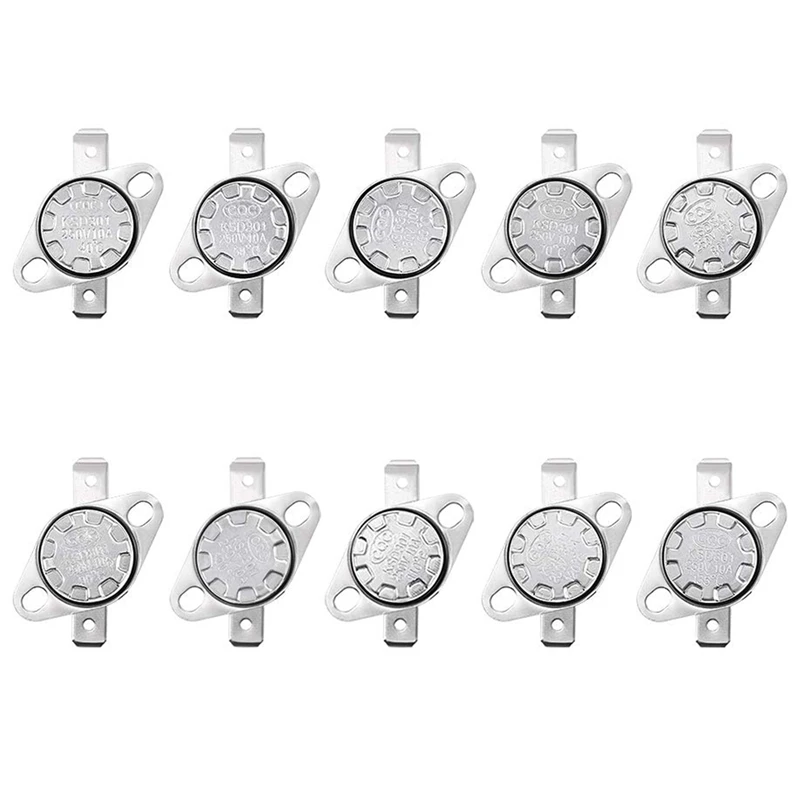 

Термостат NC KSD301, комплект из 10 термостатов 40-135градусов Цельсия, нормально закрытый