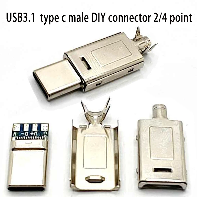 Фото 1-5 шт. 24-контактный разъем USB 3.1 типа C для зарядки, сварочный разъем USB-C 3 в 1, большой ток с металлической крышкой, припой №1