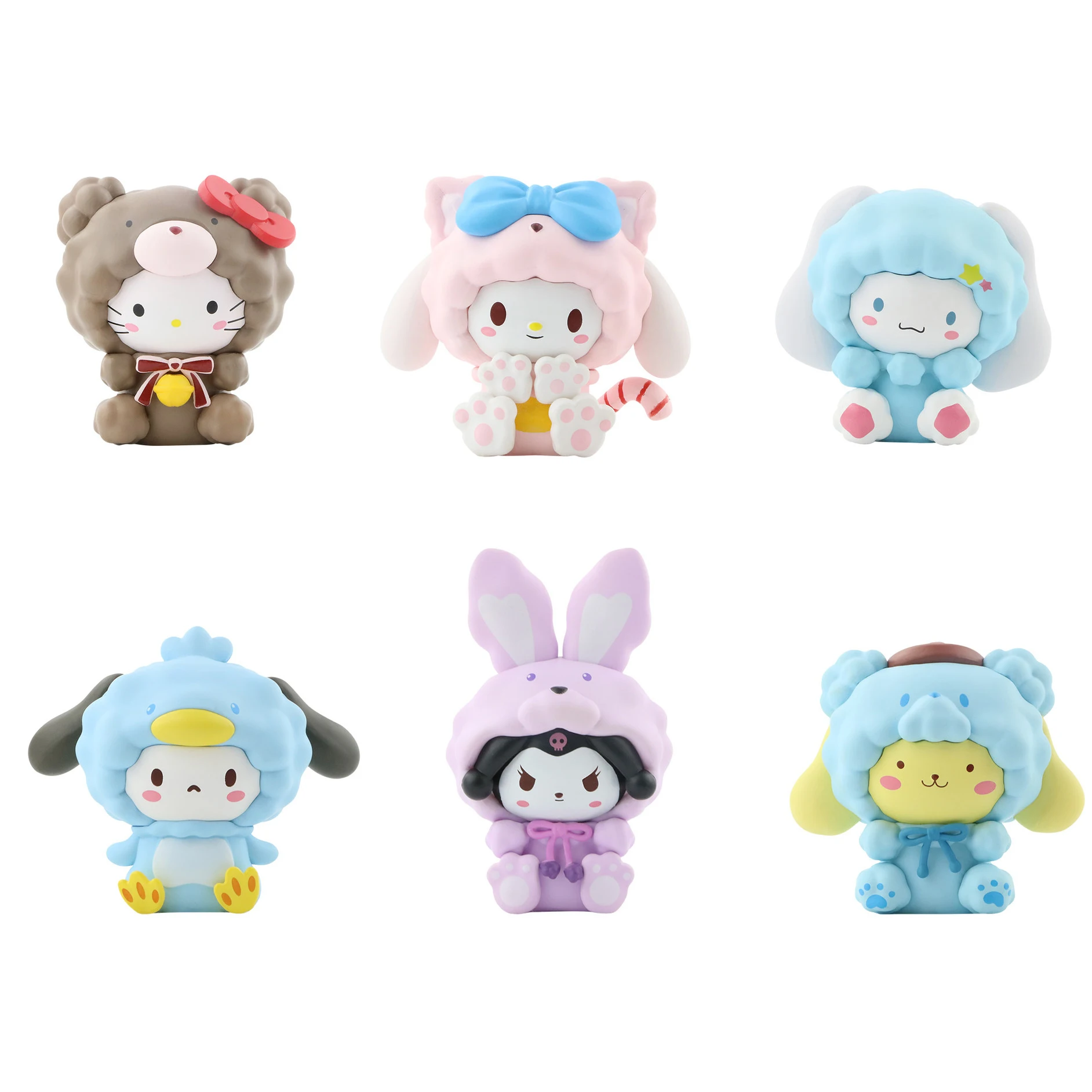 

Sanrio Rabbit Series Figure Hello Kitty Pochacco Kuromi Cinnamoroll Q Version Toys Kawaii Model Doll Ornaments Gifts for Kids