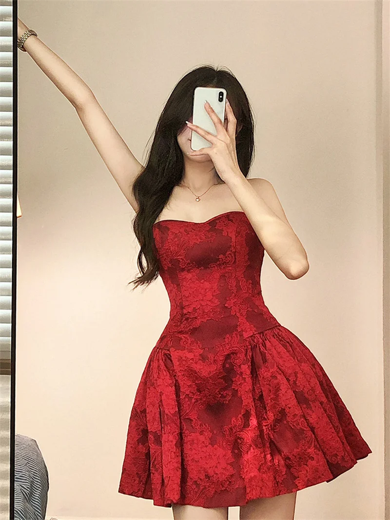 Дизайнерское сексуальное летнее вечернее платье без бретелек винтажное женское