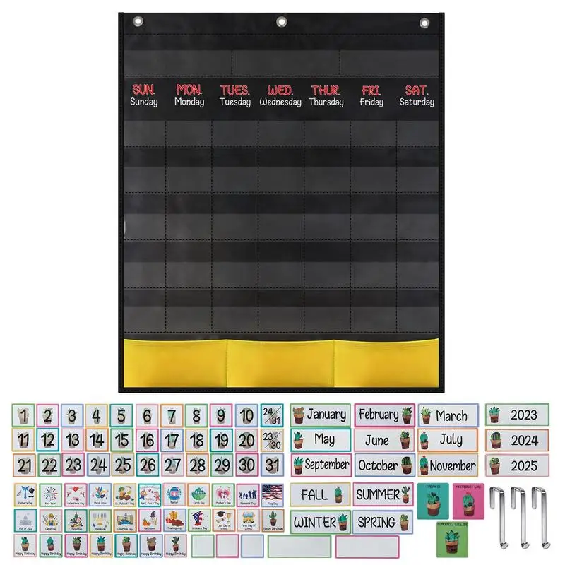 

Classroom Calendar Colorful Class Jobs Pocket Chart Learning From Home And School Homeschooling Or Classroom For Teachers