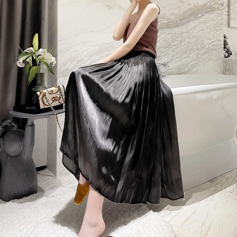 Юбка-миди женская шифоновая с цветочным принтом высокой талией