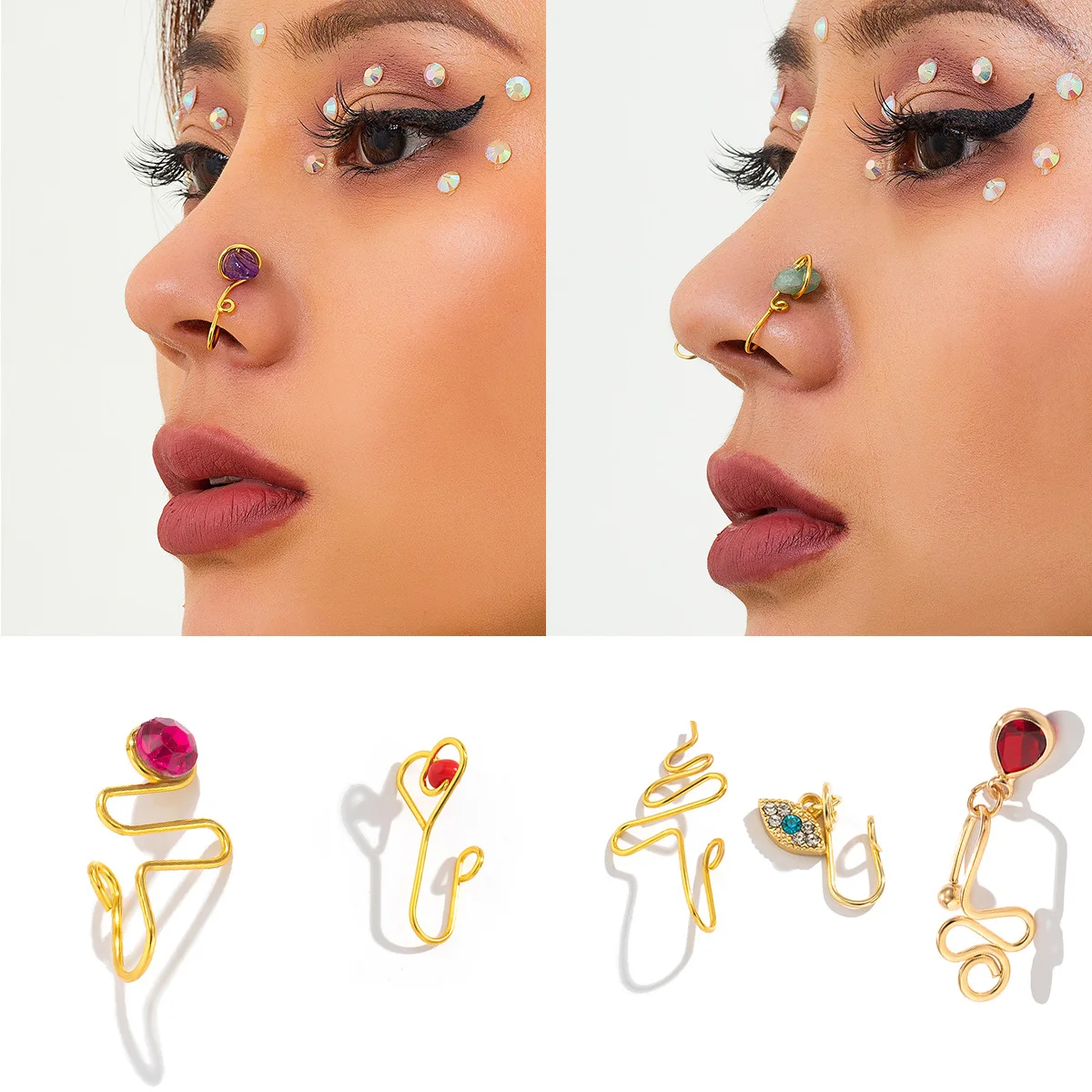 

Personalized U-shaped False Nose Ring Butterfly Nose Nail No Hole Nose Clip Piercing Jewelry Party No Hole Nose Ring