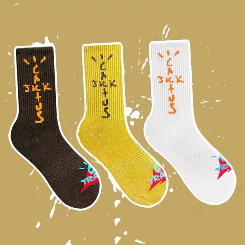 

5 pairs Men's Sports Socks Cotton Streetwear Cactus Jack Sock For Women Street Style Hip Hop Calcetines Skateboard Cycl Running