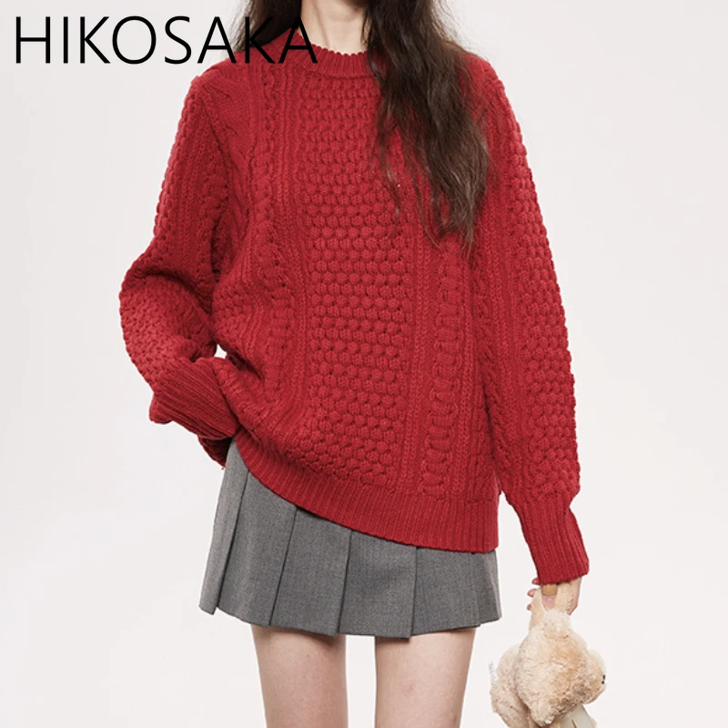 Рождественские свитера Vintaeg вязаный красный свитер Осень-зима 2024 Теплые