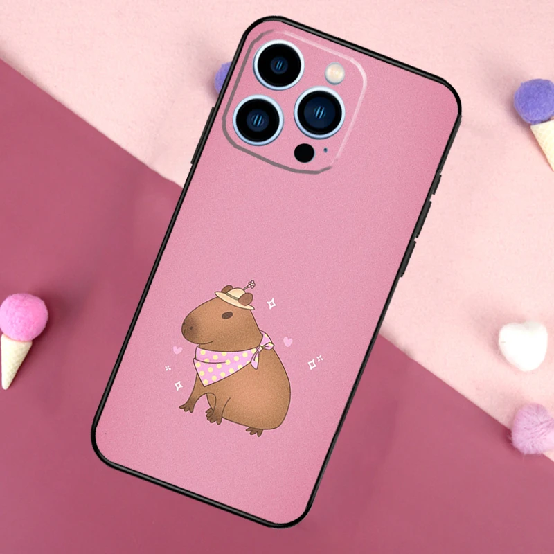 Милый чехол с капибарой для iPhone 16 15 Pro Max 11 12 13 Mini 14 Plus XR 16e задняя крышка телефона