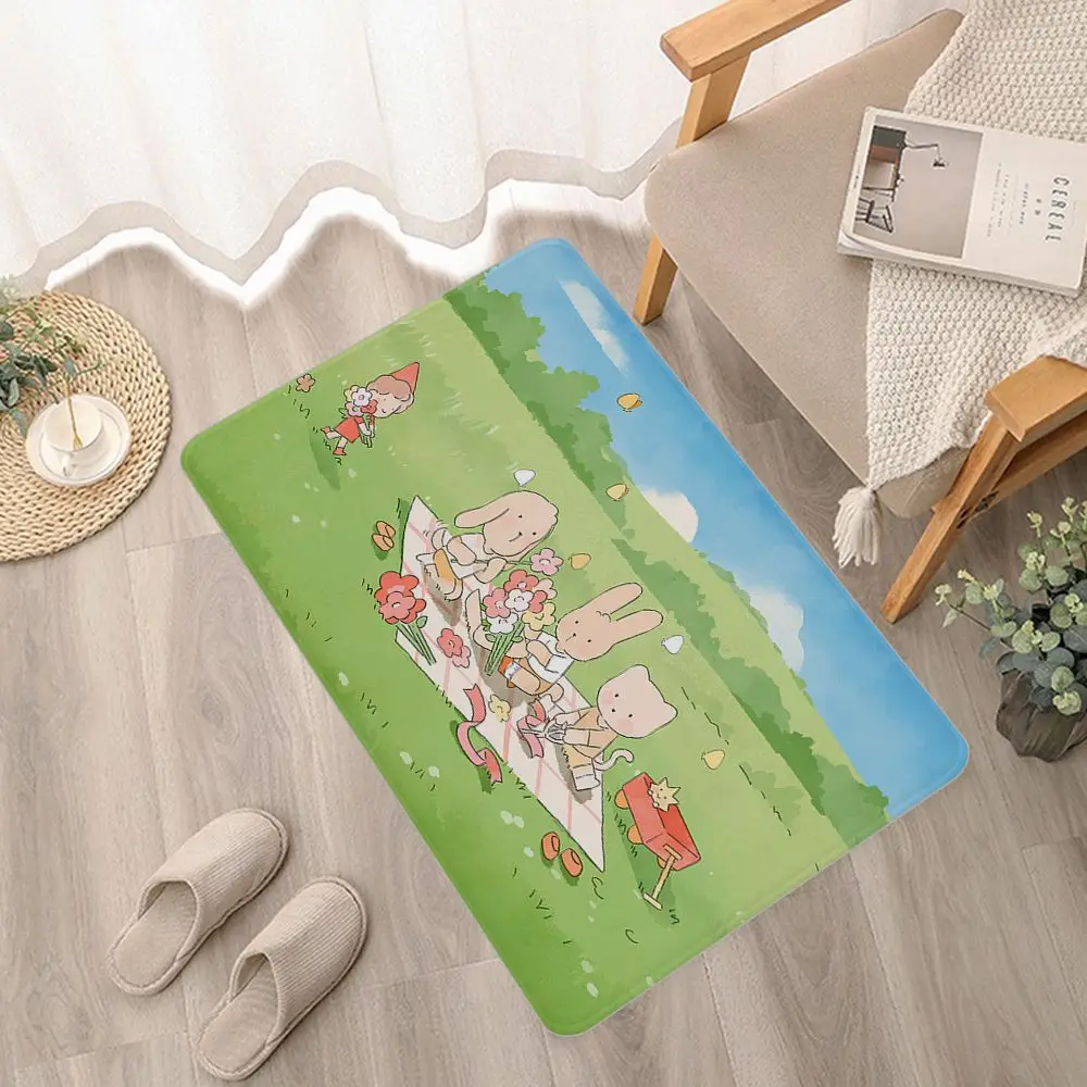 Фланелевый напольный коврик с принтом зеленых растений декоративный ковер для