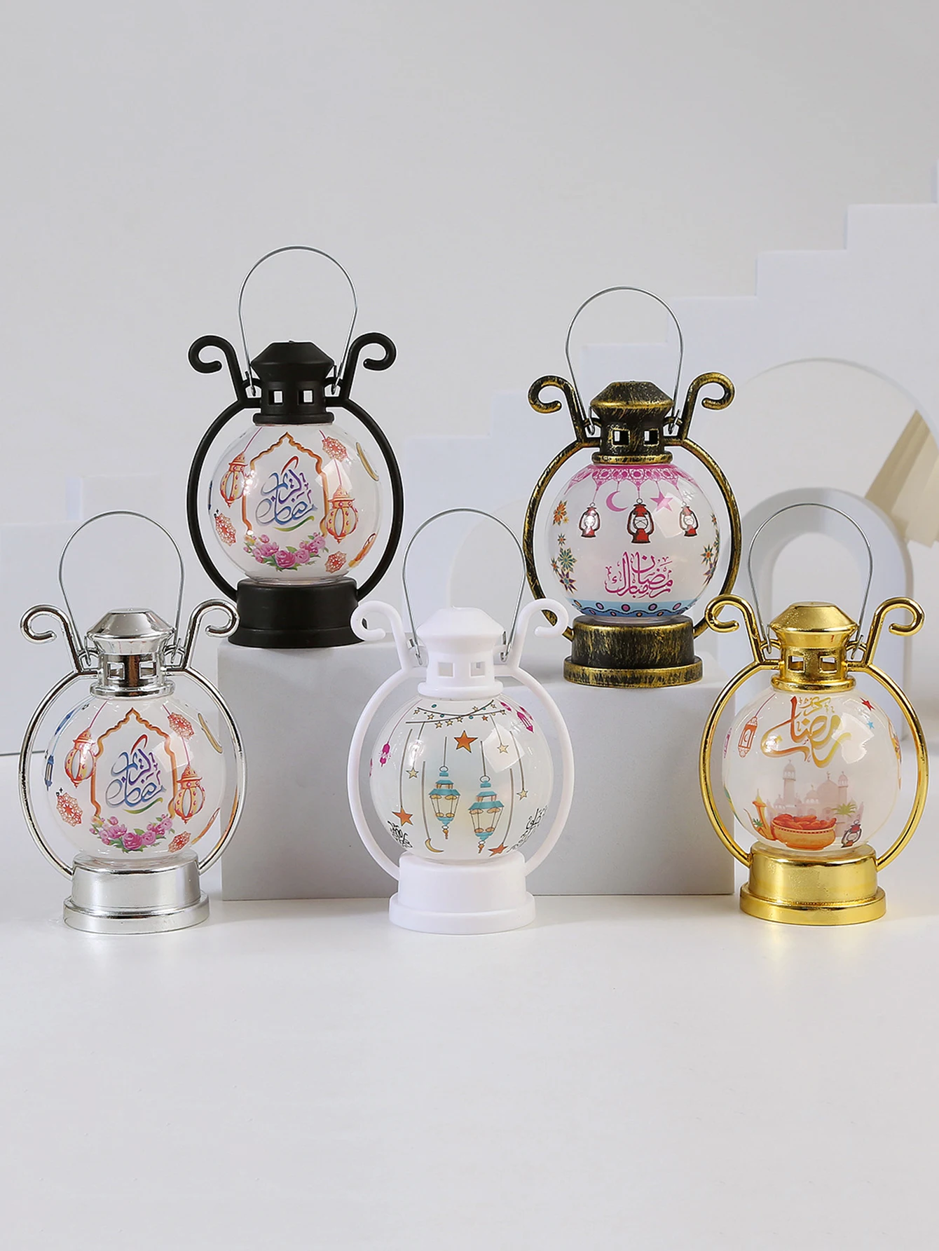 Ramadan Festival Lantern Candle Holder Eid Al-fitr Decoration Ramadhan Lights Gift (Note: Batteries Not included)