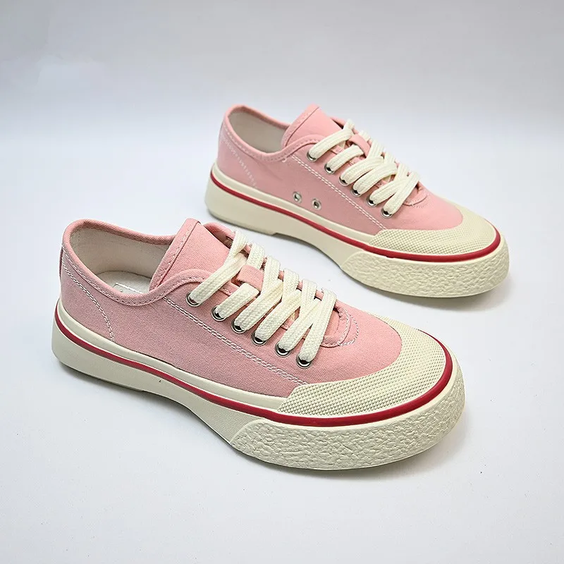 

Pink Women Canvas Shoes Chunky Sneakers Women Stylish Muffin Thick Sole Casual Sneakers 2022 Summer Shallow Mouth Canvas Shoes