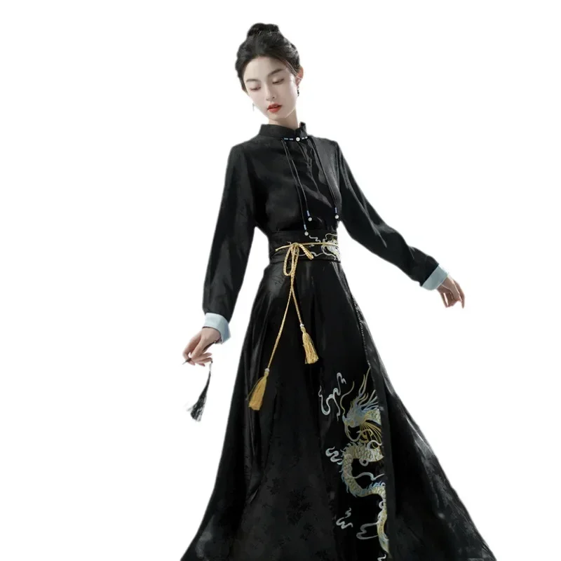 Традиционный ежедневный комплект Hanfu платье с изображением лошади женская новая