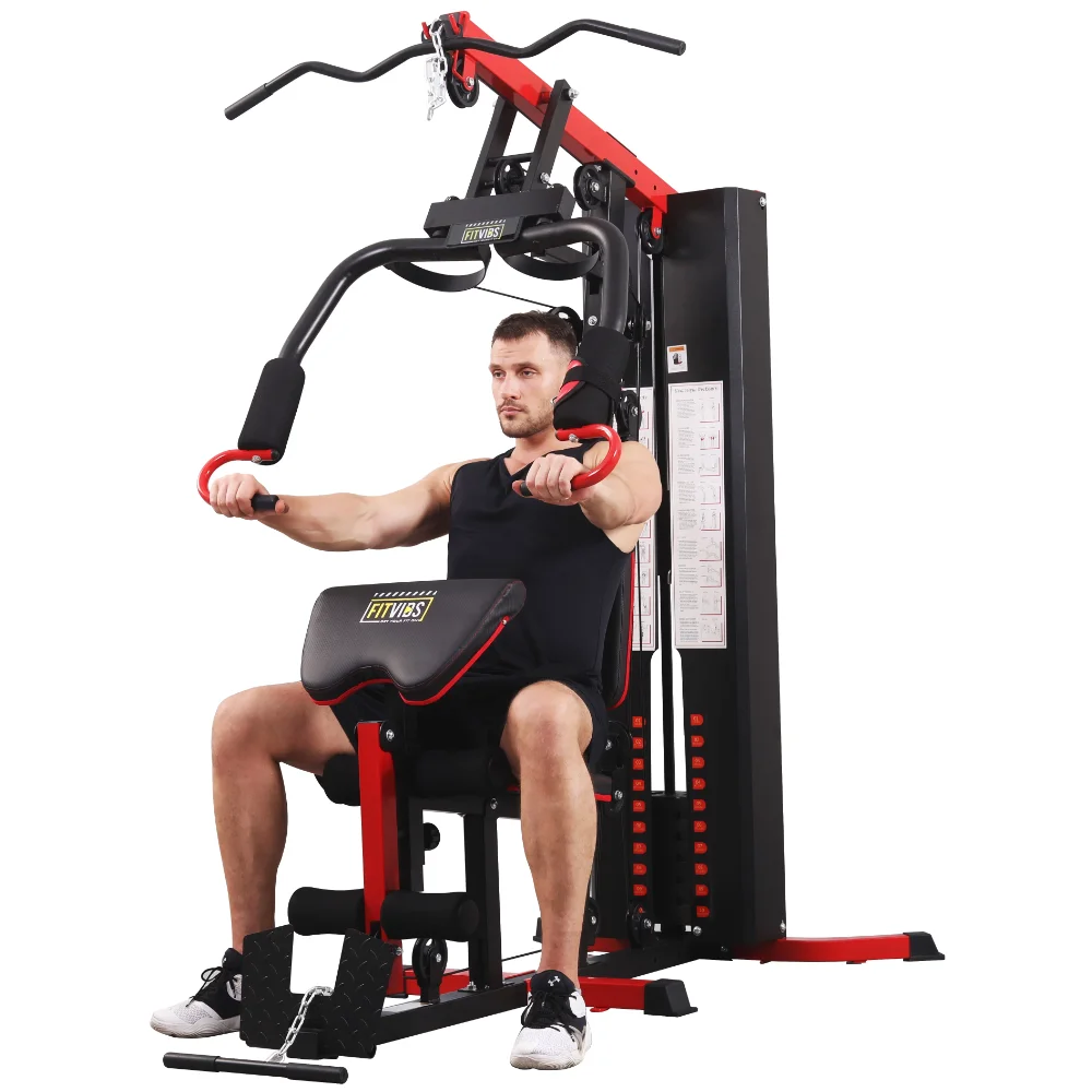 

Fitvids LX750 Home Gym System Workout Station with 330 Lbs of Resistance, 122.5 Lbs Weight Stack, Installation Instruction Video