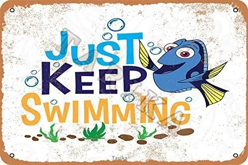 Синий Fsh Metl Sgn Vntge Декор для бассейна Just Keep Swmmng Tn Плакат Клубный домашний Yrd Wll Decorton