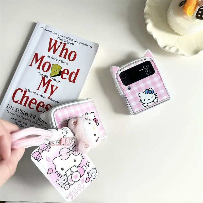 Новый милый мультяшный чехол Sanrio Hello Kitty подходит для Galaxy Zflip5/6 Zflip3/4 простой