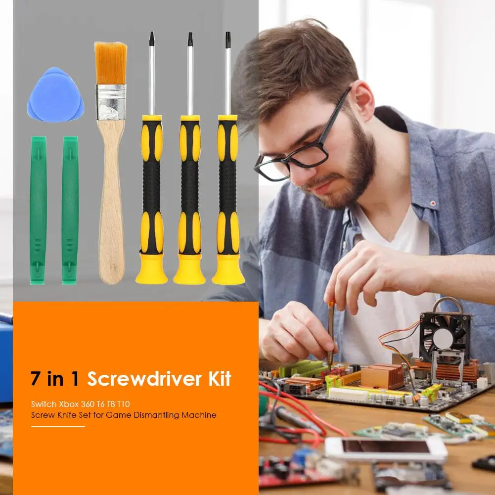 

7-in-1 Screwdriver Set Multi-functional Game Machine Dismantling Tool SUItable for Switch Xbox360 T6 T8 T10 Durable