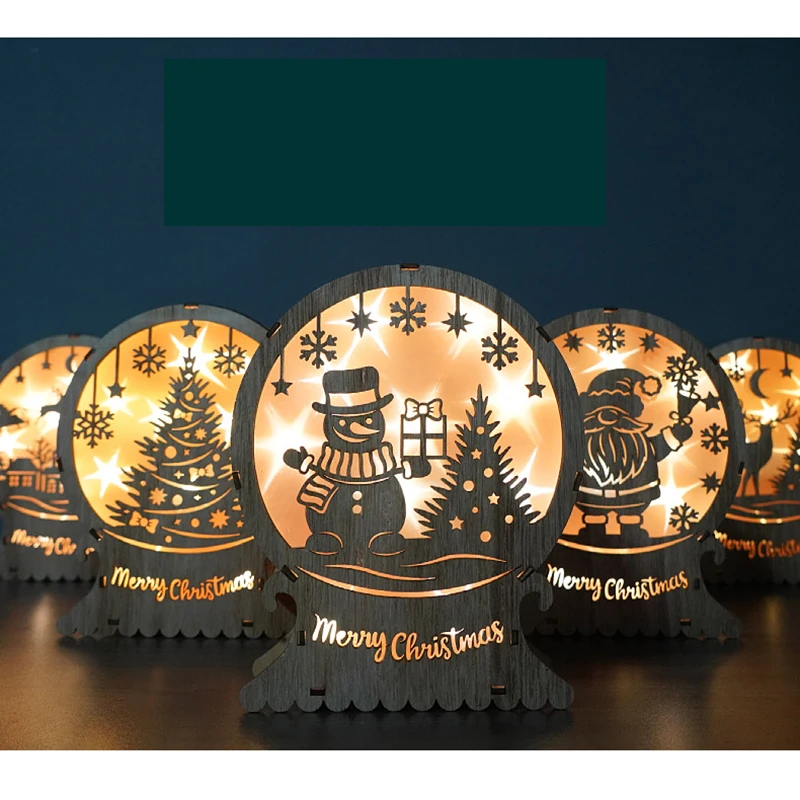 Рождественское украшение, новинка 2023, Санта-Клаус, снеговик, праздничное светодиодное освещение, светящиеся декоративные строительные элементы, 20 см x 16 см