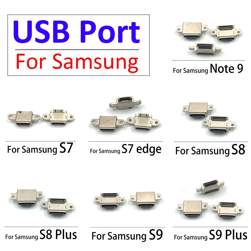 2 Pcs USB Charger Charging Port Connector For Samsung Galaxy S10 S10e S7 Edge S8 S9 Plus / Note 9 Smartphone Replacement Parts