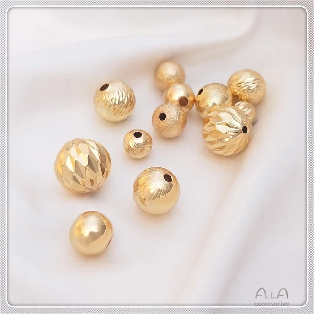 

14K gold clad large gold beads 8/10/12/14mm glossy round beads batch of flowers loose beads handmade diy jewelry with beads