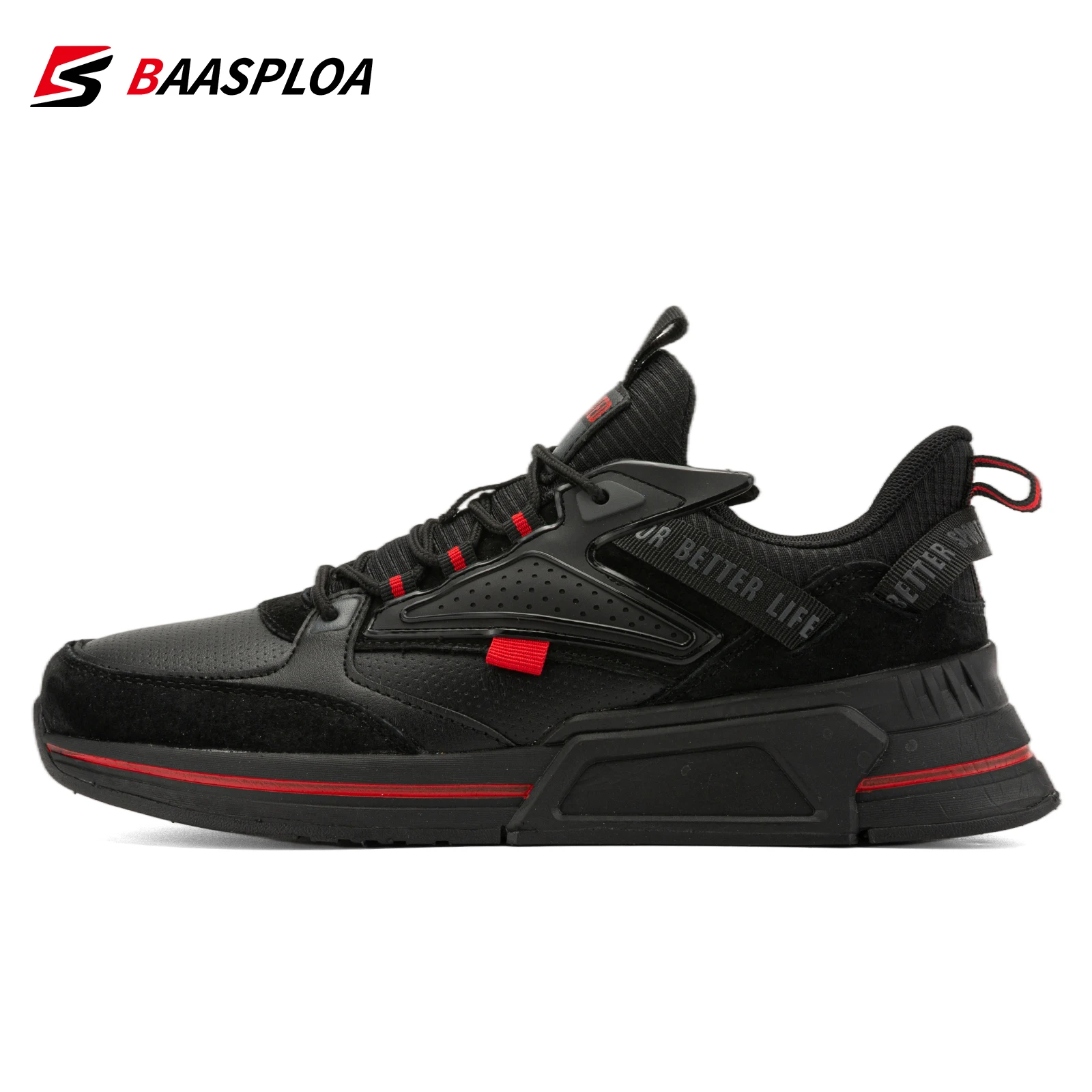 Baasploa 2021 Men Casual Walking Shoes Waterproof Fashion Leather Running Shoes Non-Slip Wear-Resistant Male Sport Sneakers