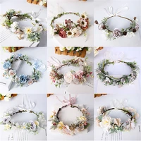 1pc boho wreath wedding hair accessories gorgeous flower headbands braided vine pearl headpiece hair ornament for women girls