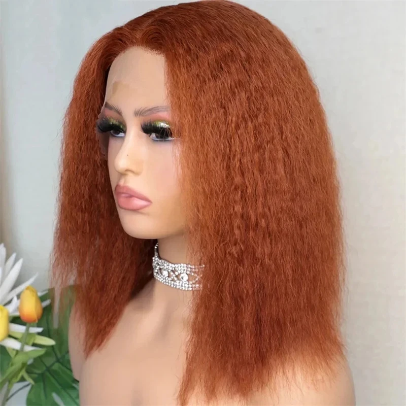 Оранжевый имбирь мягкий 26 дюймов длинный курчавый Yaki прямой синтетический