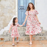 2022 flower mother daughter matching dresses family look mommy and me clothes outfits fashion woman baby girls dress clothing
