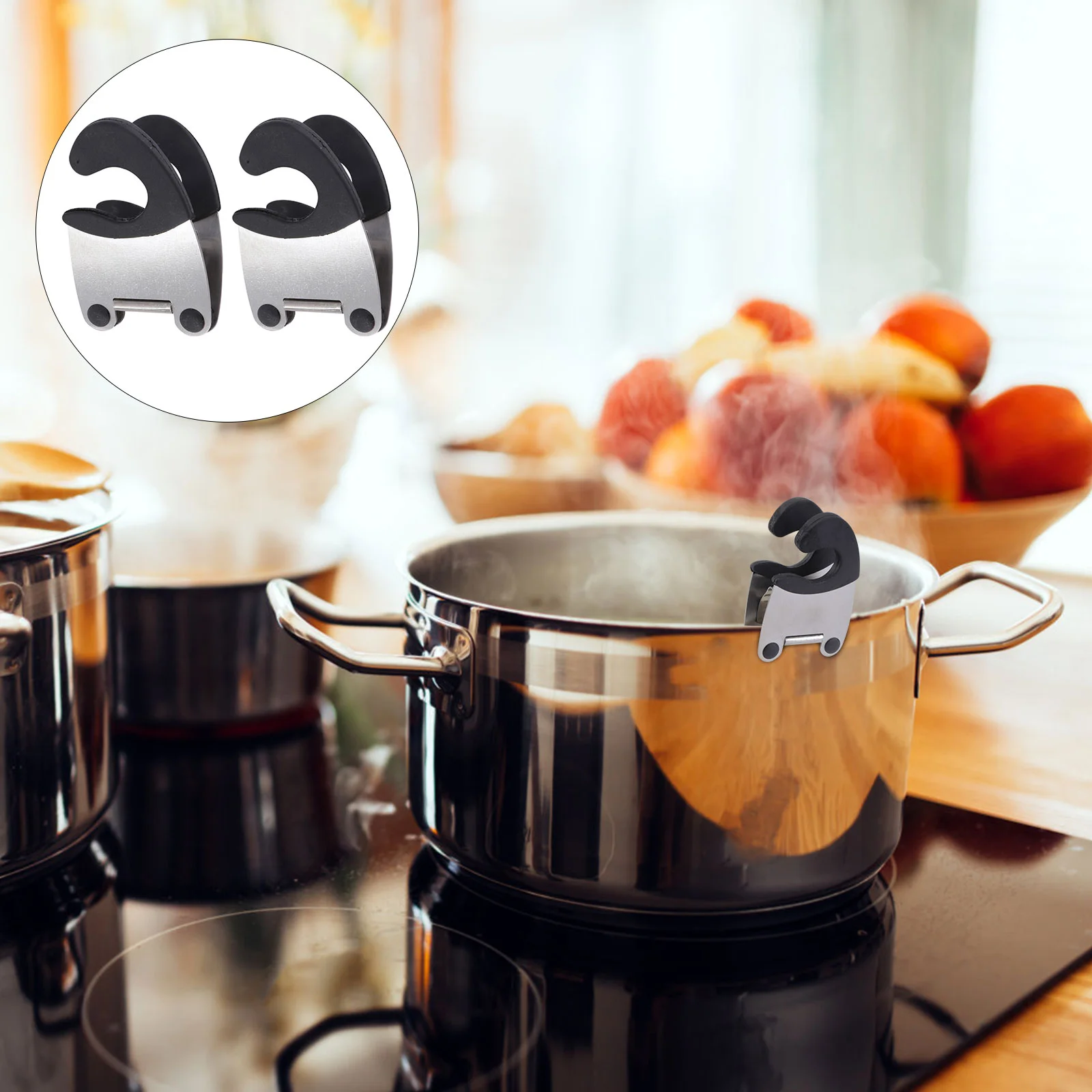 

Pot Spoon Clip Holder Reststeel Stainless Lid Utensil Clips Silicone Cooking Kitchen Lifter Spill Proof Scald Spatula Anti Black
