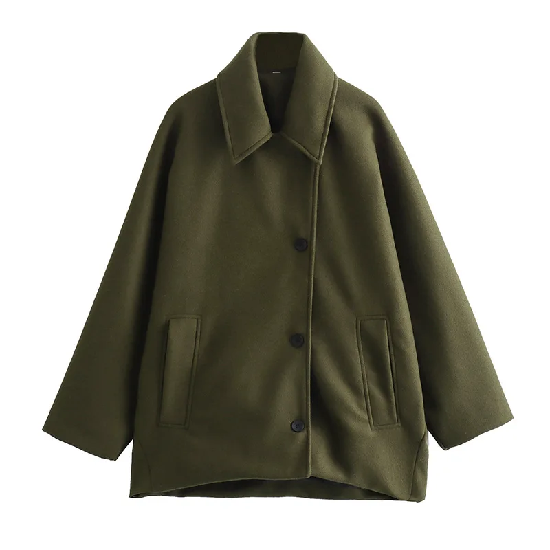 Женская однобортная куртка осенне-зимняя модная однотонная свободная