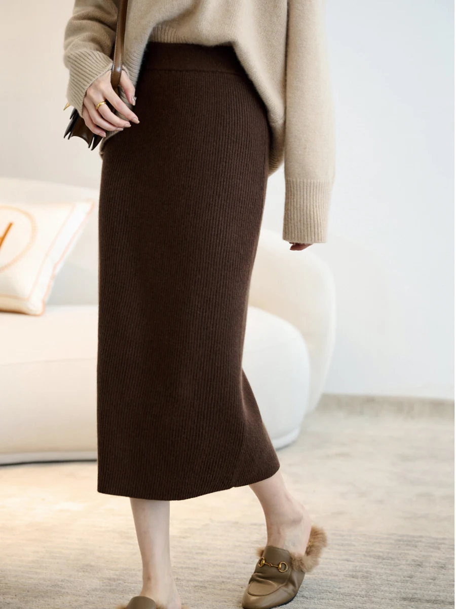 

Однотонная облегающая женская юбка до щиколотки в стиле пэчворк, повседневное универсальное однотонное простое Стильное женское элегантн...