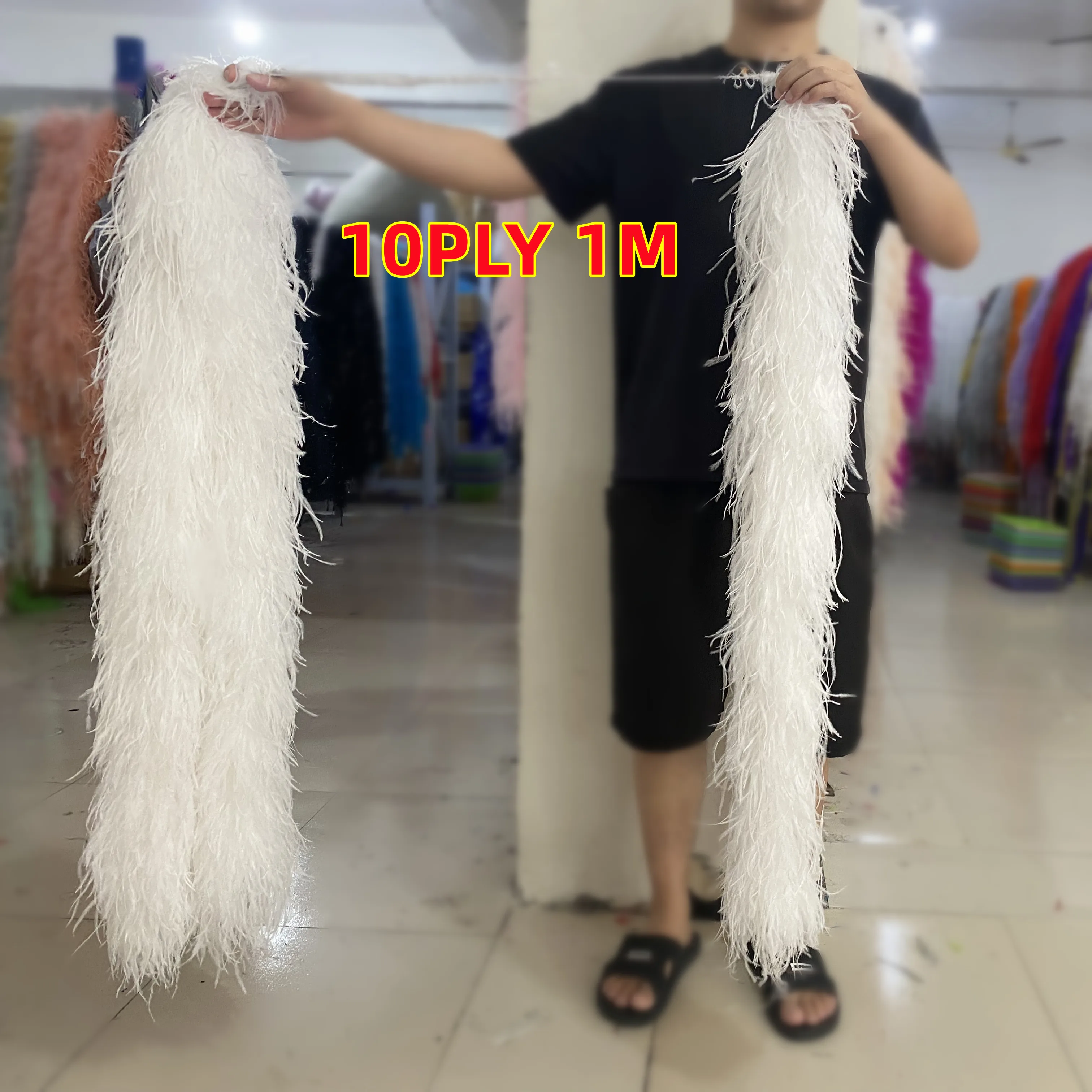 

1 Meter Super Fluffy Ostrich Feathers Boa 3-20Ply High Quality Plumes Shawl for Party Clothing Dress Sewing Wedding Decoration