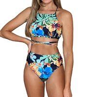 ishowtienda bikini set swimsuit two piece split swimwear filled flolar print push up pad bathing suits mid waist bikinis 2022