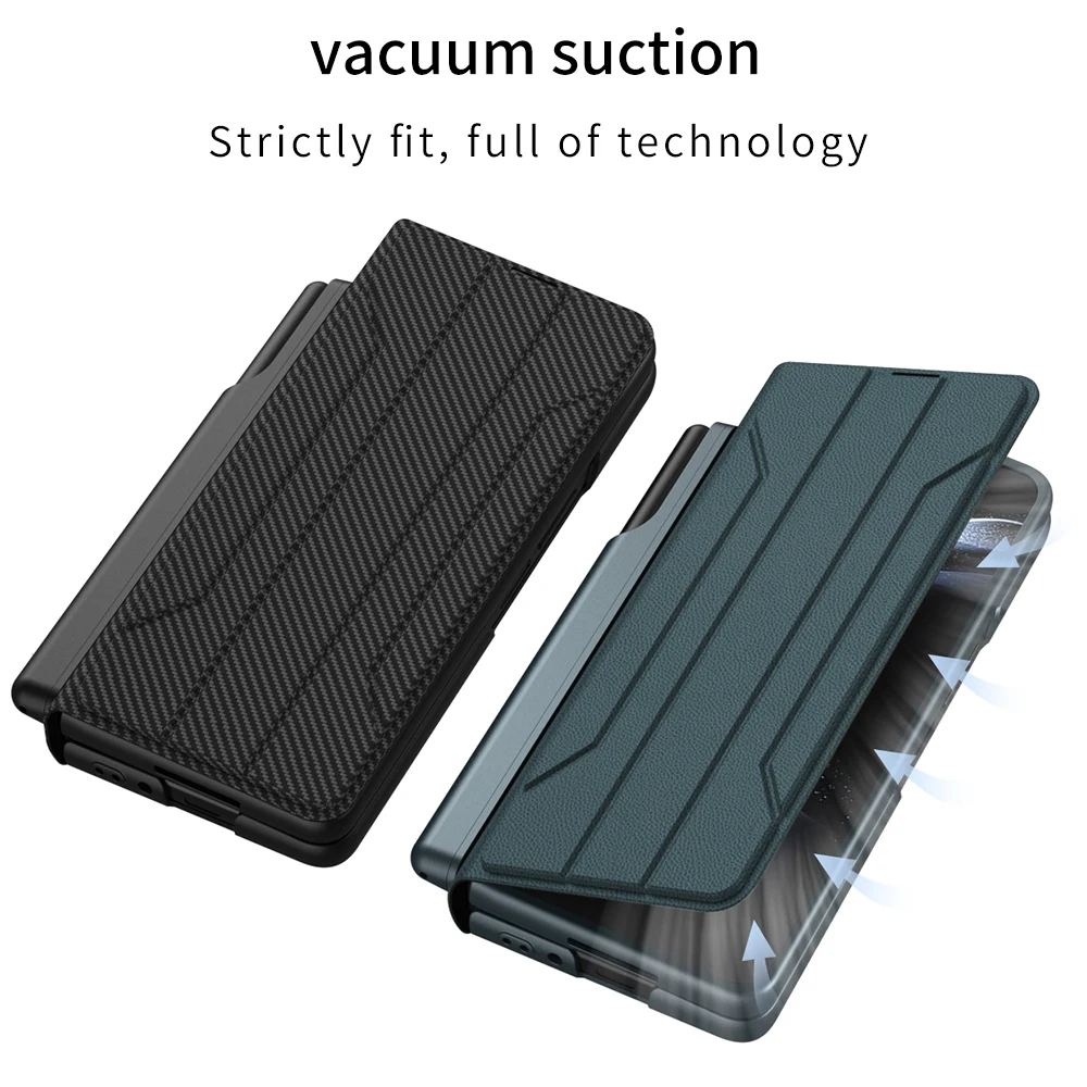 Case For Samsung Galaxy Z Fold 4 Case luxury Magnetic Flip Leather Wallet Shockproof Back Csae For Zfold4 With Pen Holder Case