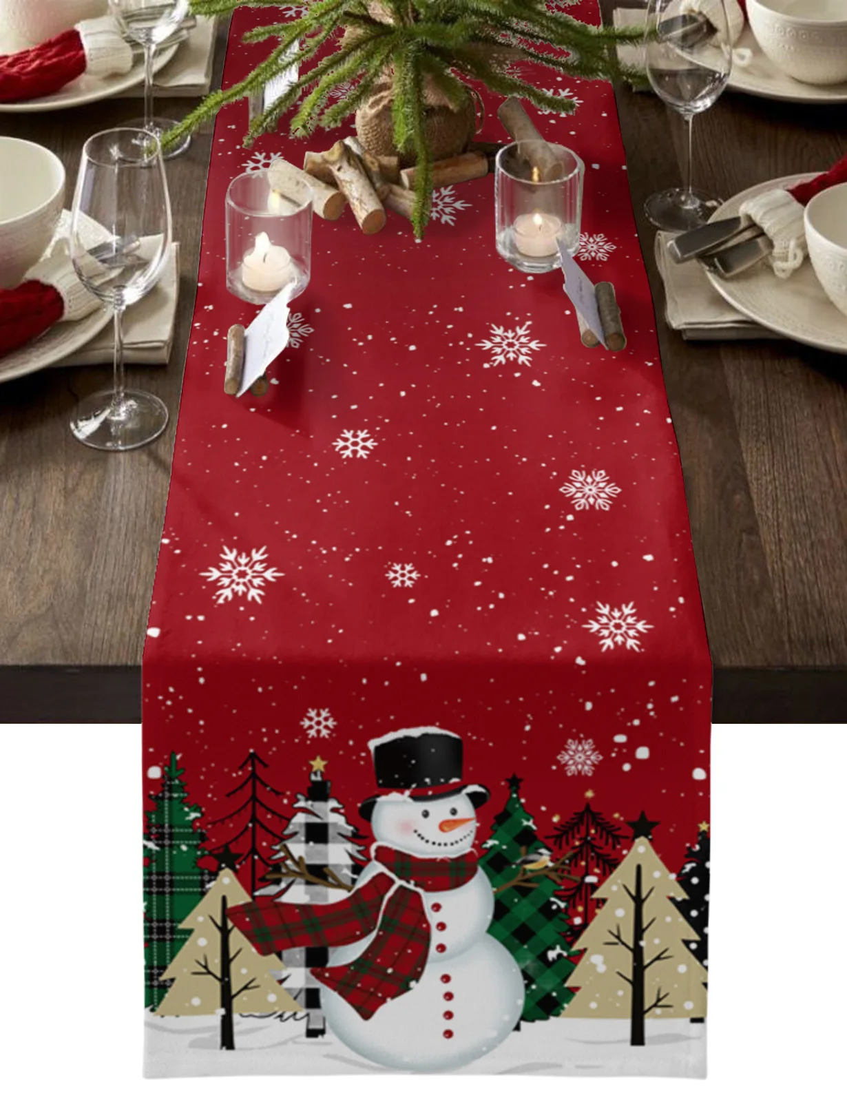 

Christmas Snowman Christmas Tree Table Runner Christmas Dining Table Decor Linen Table Runners Wedding Decor Table Cloth