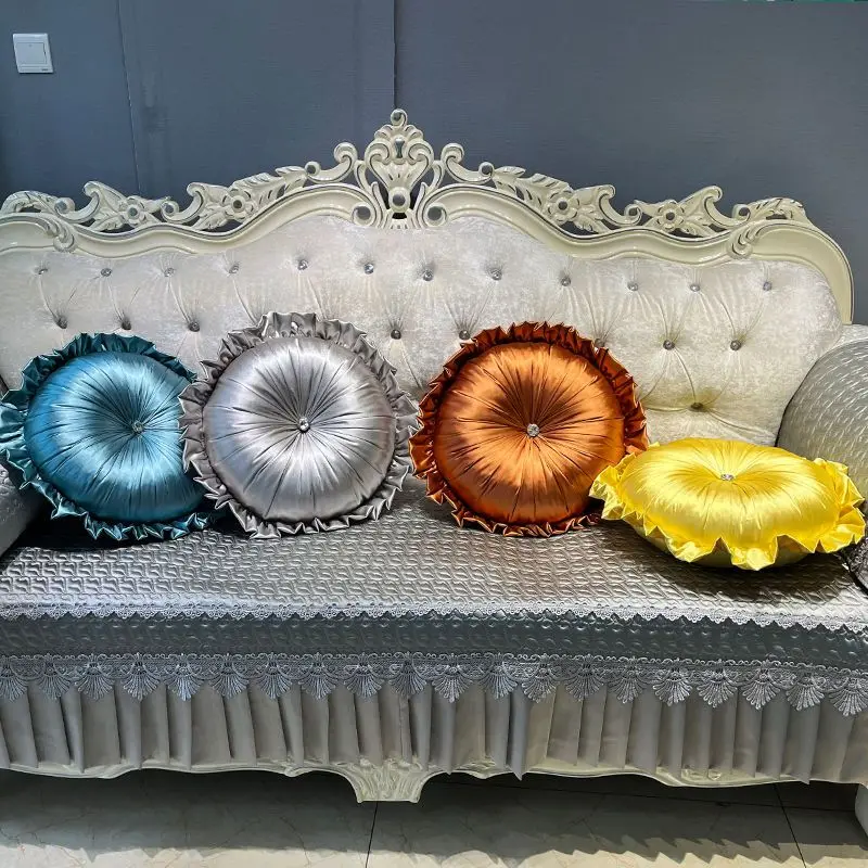

High-end Luxury Flannel Decorative Home Pillow Round Retro Pillow Living Room Sofa Cushion Pumpkin Pillow 40x40CM Throw Pillow