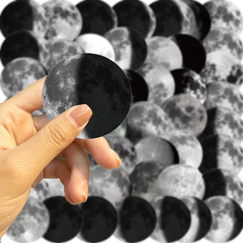 

50Pcs Cartoon Black and White Moon Graffiti Sticker Guitar Suitcase Laptop Decal DIY Diary Phone Notebook Album Fridge Sticker