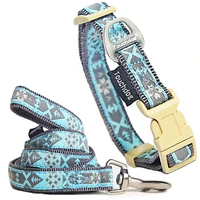 touchdog %c2%ae shape patterned tough stitched embroidered collar and leash