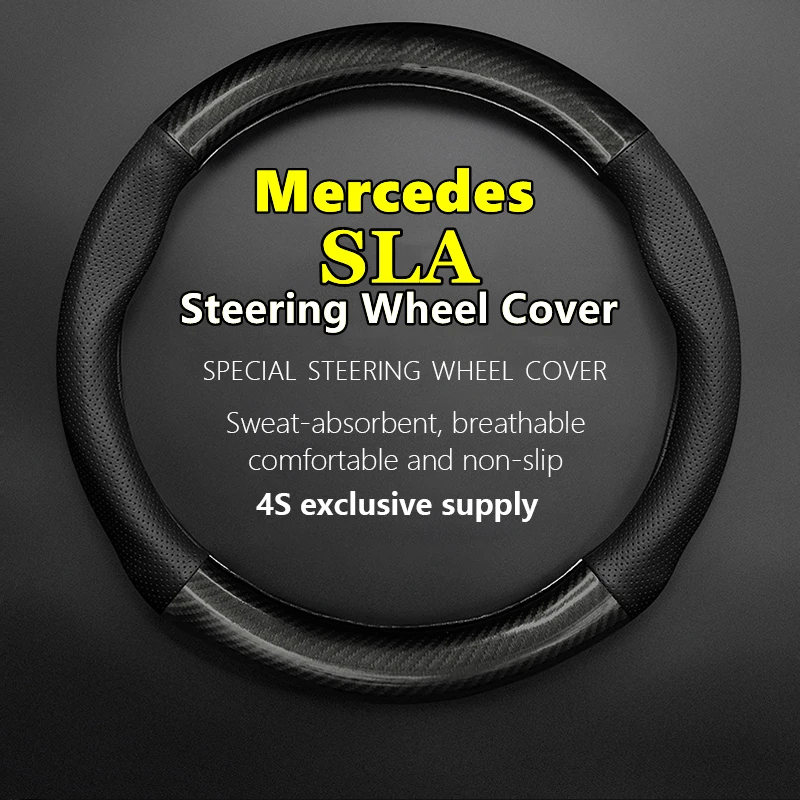 

Non-slip Case For Mercedes Benz SLA Steering Wheel Cover Genuine Leather Carbon Fiber 2000