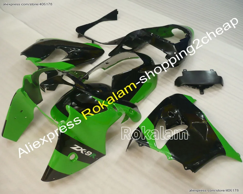 

ABS Motorcycle Parts For Kawasaki ZX-9R 02 03 Ninja Fairing Kit ZX9R 2002 2003 ZX 9R Green Black Fairing Set (Injection Molding)