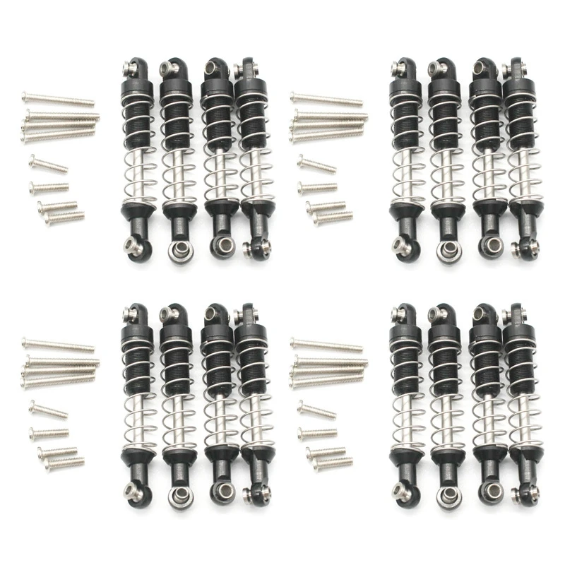 

16 Pcs Metal Shock Absorber Damper for WPL C14 C24 C34 MN D90 D91 D96 D99 D99S MN90 MN99S RC Car Upgrade Parts,Black