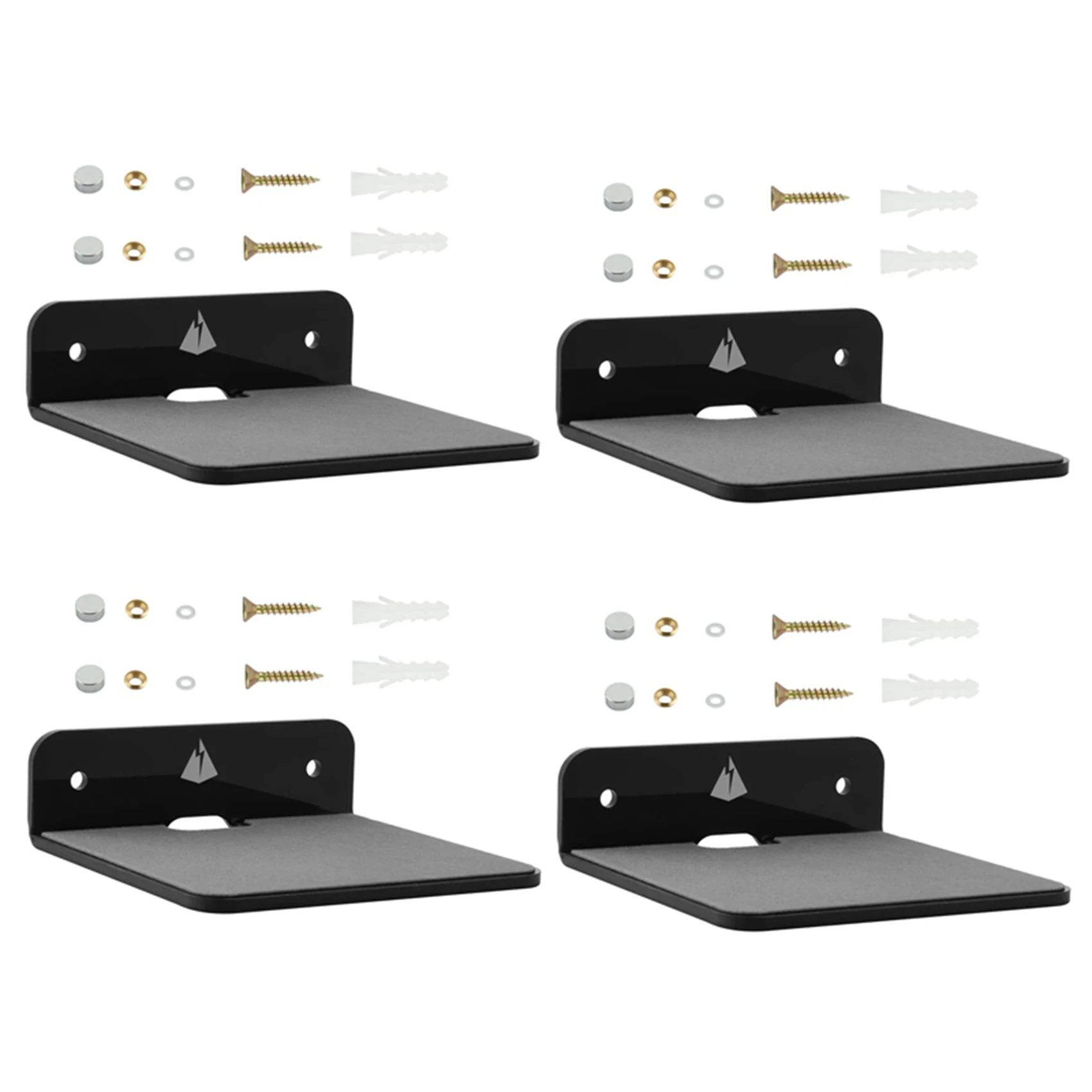 

4X Wall Shelf Speaker Stand Small Wall Shelf Speaker Mount for Bluetooth Speaker Cell Phones(Black)