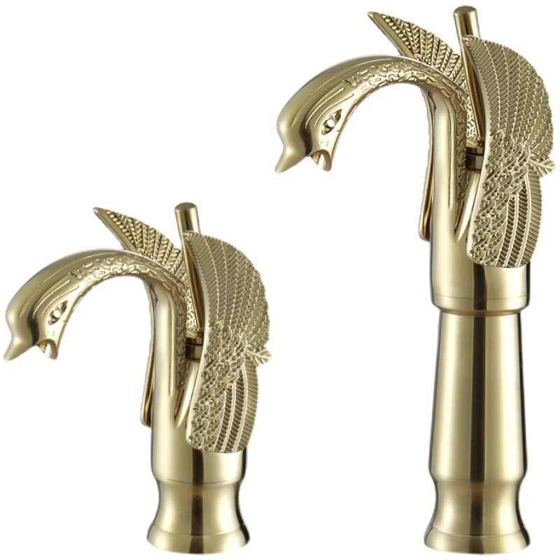 Скандинавский матовый золотой смеситель высокий короткий дизайн устойчивый к