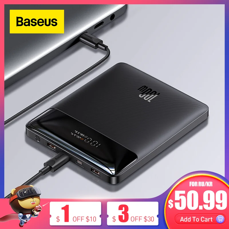 Aliexpress - Baseus 100W Power Bank 20000mAh Type C PD Fast Charging Powerbank Portable External Battery Charger for Notebook with 100W Cable