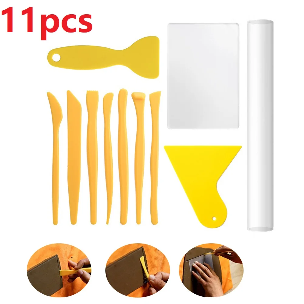 

11PCS Polymer Clay Tool Solid Roller Acrylic Sheet Plastic Scraper Backing Board For DIY Shaping Modelling Sculpting Tool