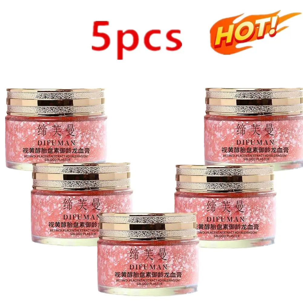 

5PCS Dragon Blood Essence Gel Anti Wrinkle Moisturizing Face Cream Tighten Nourish Placenta Face Cream Repair Brighten Skin Ton