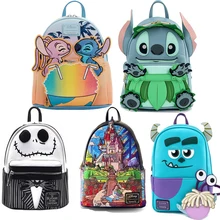 Disney Leather Lilo & Stitch Women Backpack Anime Baby Yoda Bags Toy Story 3 Alien Children Pu Schoolbag Wallet Handbag For Girl 
