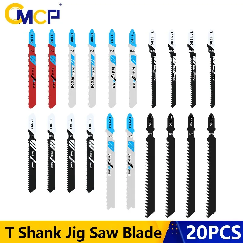 CMCP 20 pcs Jigsaw Blades Set for Metal Wood Cutting Saber Saw Power Tool Saw Blade Reciprocating Saw Blades Jig Saw Blade