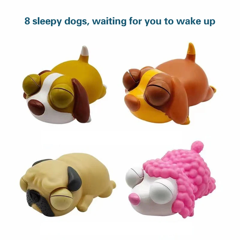 Creative Sleepy Dog Pinch Stress Relief Toy Pop Kids Unzip Push Bubble Pinch Sleepy Dog Wide-eyed Aldult Relax Fidget Toys