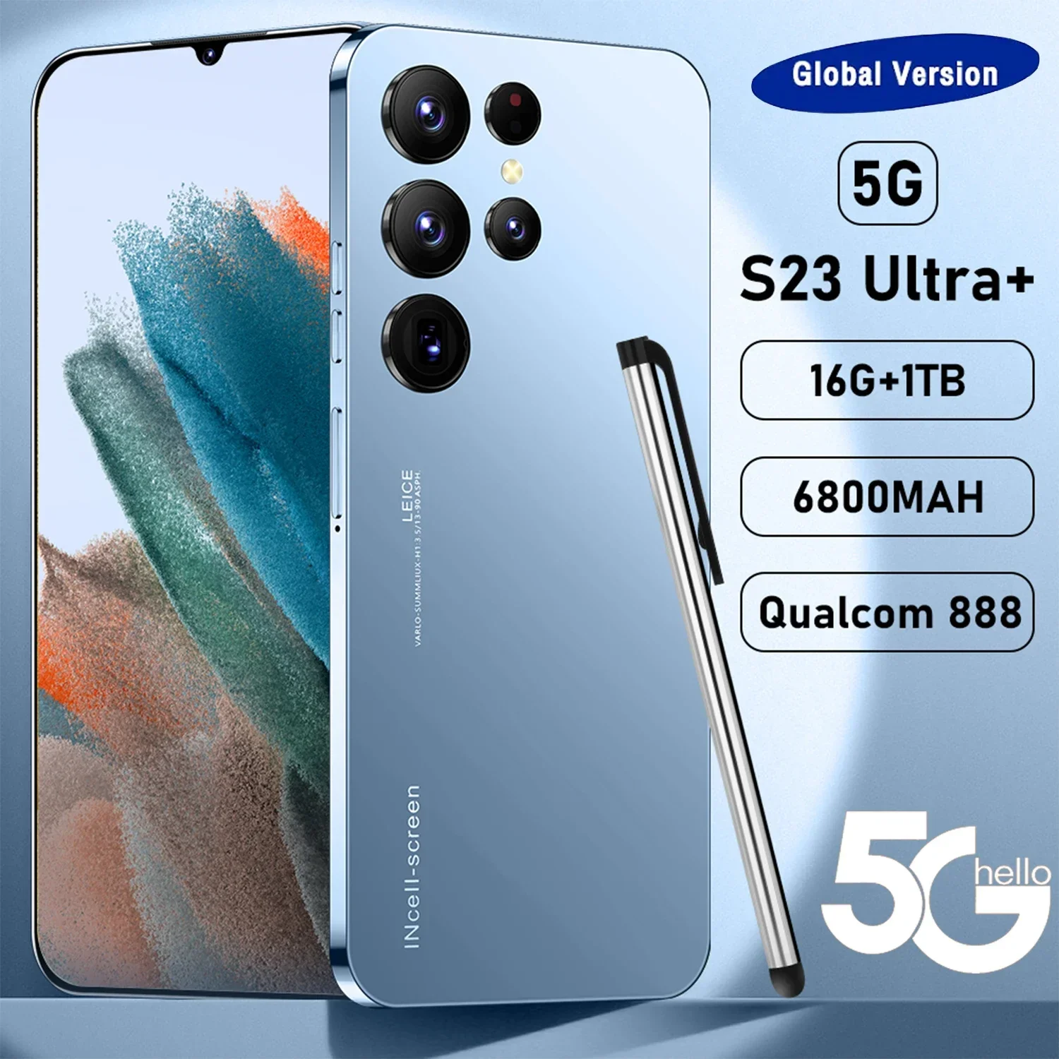

Global S23 Ultra New Smartphone Android Telefone 6800mAh 16+1TB 6.8inch HD Screen Cell Phone Pro Camera 5G Mobile Phones Unlock
